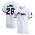 Silnrao M.Marlins #28 Kyle Stowers Player White  Home Limited Elite Stitched Jerseys