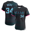 Silnrao M.Marlins #34 Liam Hicks Player Black City Connect Home Limited Elite Stitched Jerseys