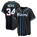 Silnrao M.Marlins #34 Liam Hicks Player Black Fashion Out Home Game Stitched Jerseys