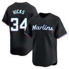 Silnrao M.Marlins #34 Liam Hicks Player Black Home Limited Stitched Jerseys