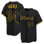 Silnrao M.Marlins #34 Liam Hicks Player Black Snake Skin City Home Game Stitched Jerseys