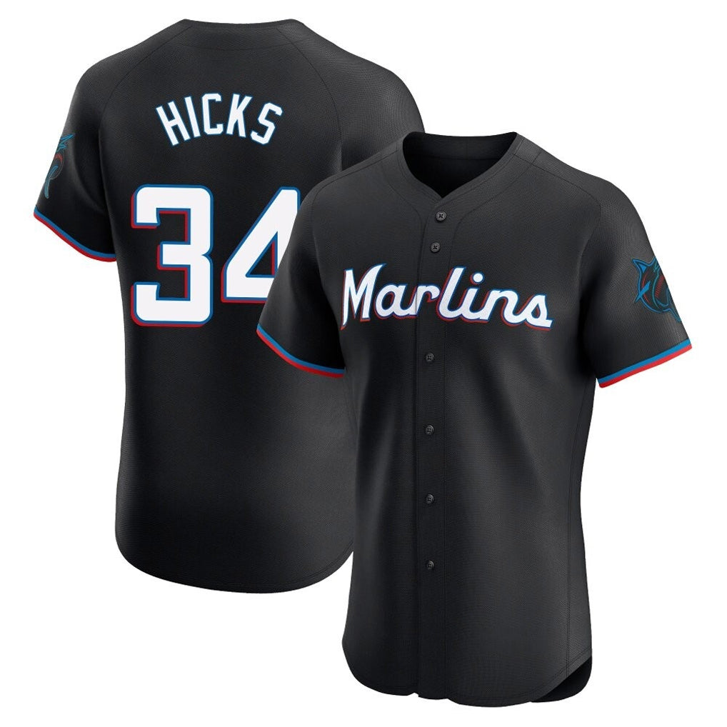 Silnrao M.Marlins #34 Liam Hicks Player Black Vapor Home Limited Elite Stitched Jerseys£©