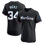 Silnrao M.Marlins #34 Liam Hicks Player Black Vapor Home Limited Elite Stitched Jerseys£©
