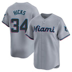 Silnrao M.Marlins #34 Liam Hicks Player Gray Home Limited Stitched Jerseys