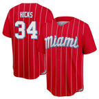 Silnrao M.Marlins #34 Liam Hicks Player Red City Connect Home Game Stitched Jerseys