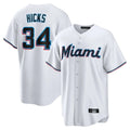 Silnrao M.Marlins #34 Liam Hicks Player White  Home Game Stitched Jerseys