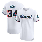 Silnrao M.Marlins #34 Liam Hicks Player White  Home Limited Elite Stitched Jerseys