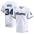 Silnrao M.Marlins #34 Liam Hicks Player White  Home Limited Stitched Jerseys