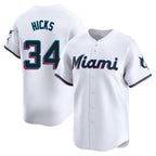 Silnrao M.Marlins #34 Liam Hicks Player White  Home Limited Stitched Jerseys
