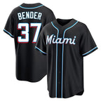 Silnrao M.Marlins #37 Anthony Bender Player Black Fashion Out Home Game Stitched Jerseys