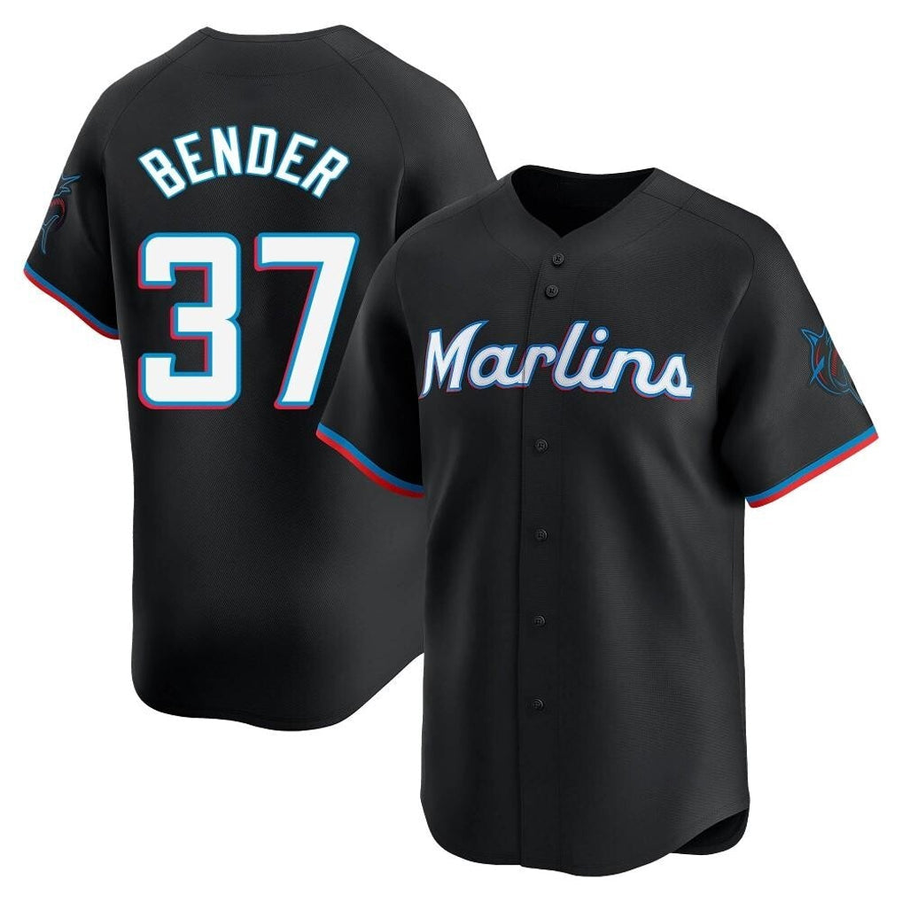 Silnrao M.Marlins #37 Anthony Bender Player Black  Home Limited Stitched Jerseys