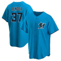 Silnrao M.Marlins #37 Anthony Bender Player Blue Home Game Stitched Jerseys