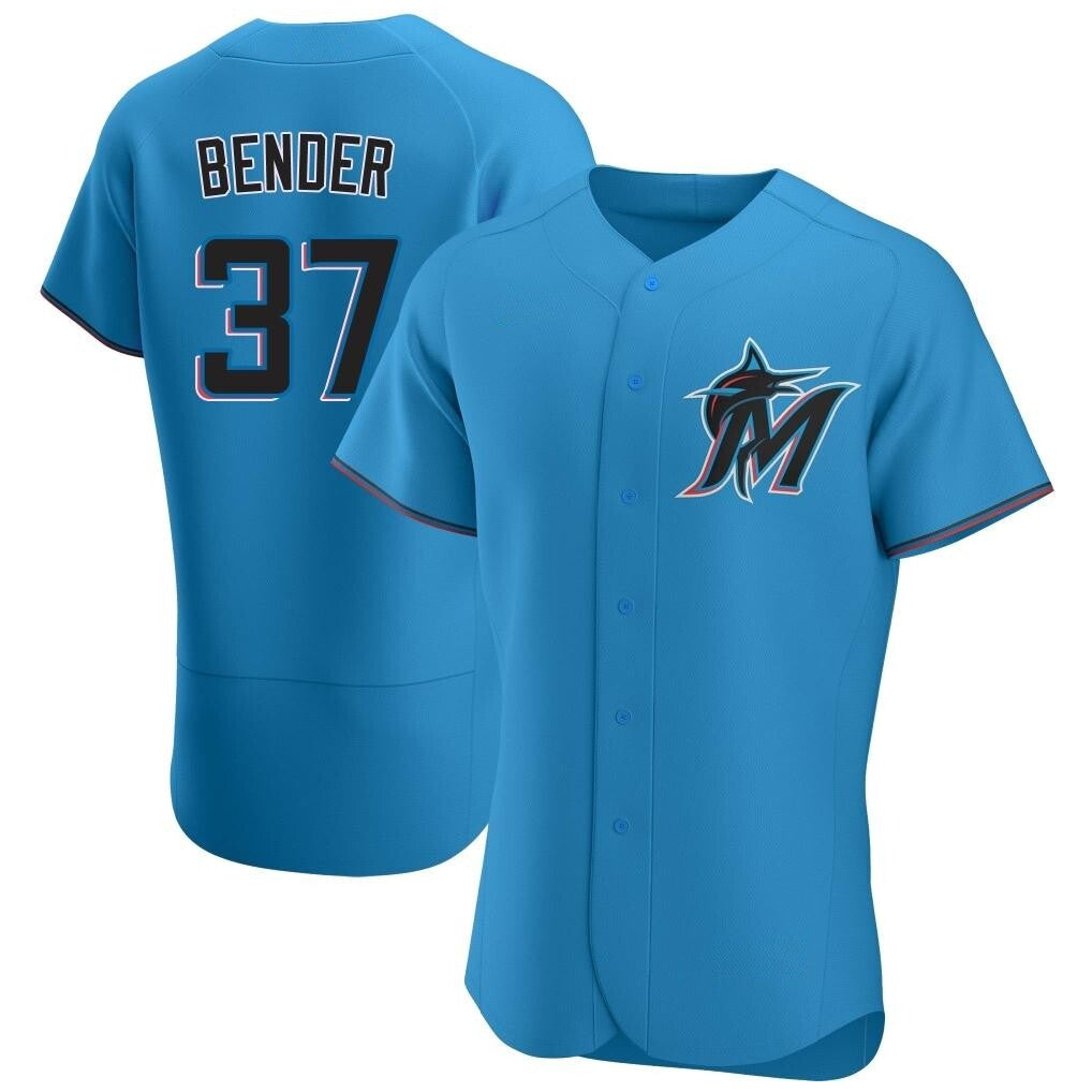 Silnrao M.Marlins #37 Anthony Bender Player Blue Home Limited Elite Stitched Jerseys