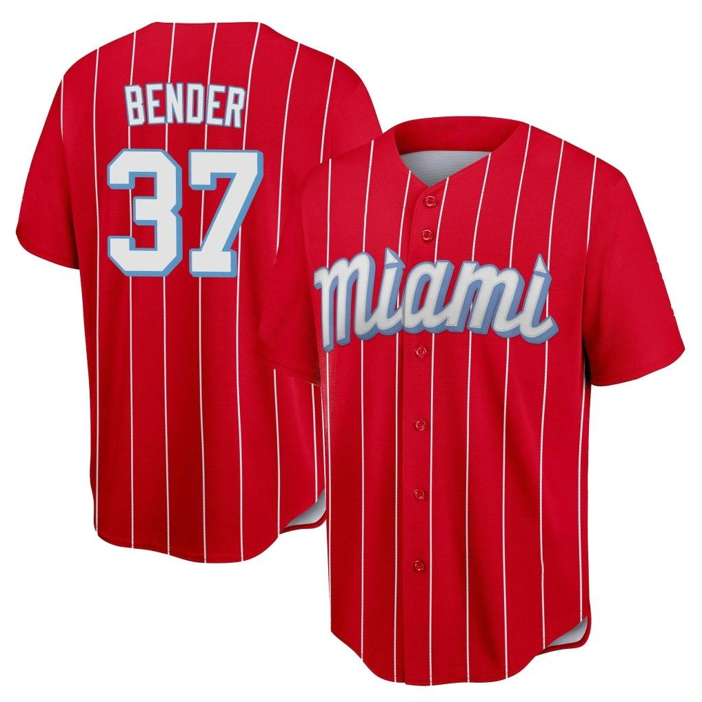 Silnrao M.Marlins #37 Anthony Bender Player Red City Connect Home Game Stitched Jerseys