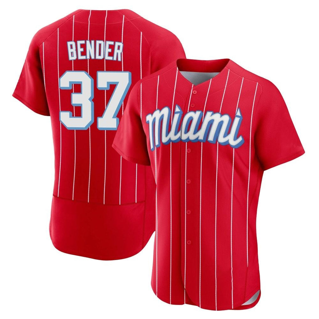 Silnrao M.Marlins #37 Anthony Bender Player Red City Connect Home Limited Elite Stitched Jerseys