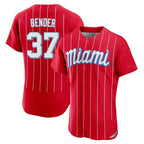 Silnrao M.Marlins #37 Anthony Bender Player Red City Connect Home Limited Elite Stitched Jerseys