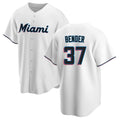 Silnrao M.Marlins #37 Anthony Bender Player White  Home Game Stitched Jerseys