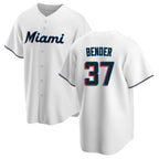 Silnrao M.Marlins #37 Anthony Bender Player White  Home Game Stitched Jerseys