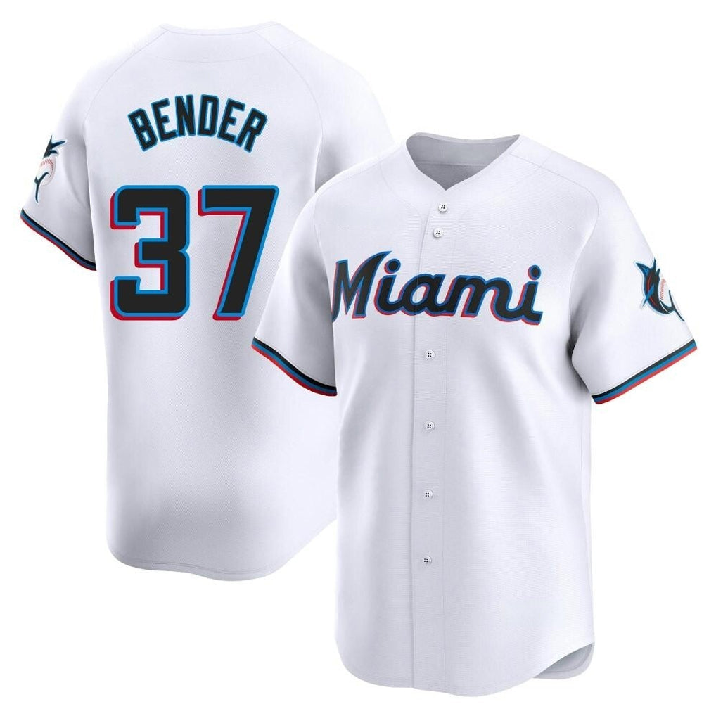 Silnrao M.Marlins #37 Anthony Bender Player White  Home Limited Stitched Jerseys
