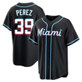 Silnrao M.Marlins #39 Eury Perez Player Black Fashion Out Home Game Stitched Jerseys