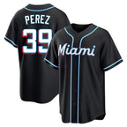 Silnrao M.Marlins #39 Eury Perez Player Black Fashion Out Home Game Stitched Jerseys