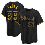 Silnrao M.Marlins #39 Eury Perez Player Black Snake Skin City Home Game Stitched Jerseys
