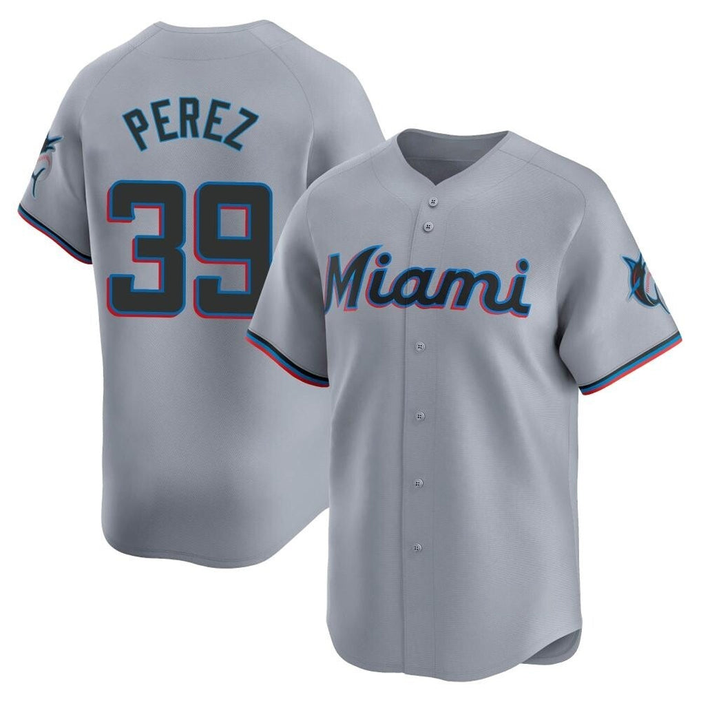 Silnrao M.Marlins #39 Eury Perez Player Gray Home Limited Stitched Jerseys