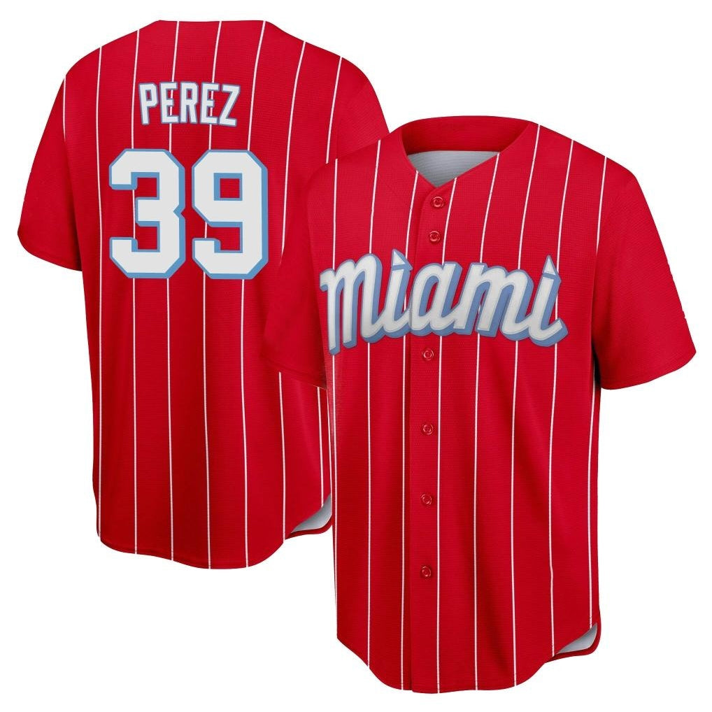 Silnrao M.Marlins #39 Eury Perez Player Red City Connect Home Game Stitched Jerseys
