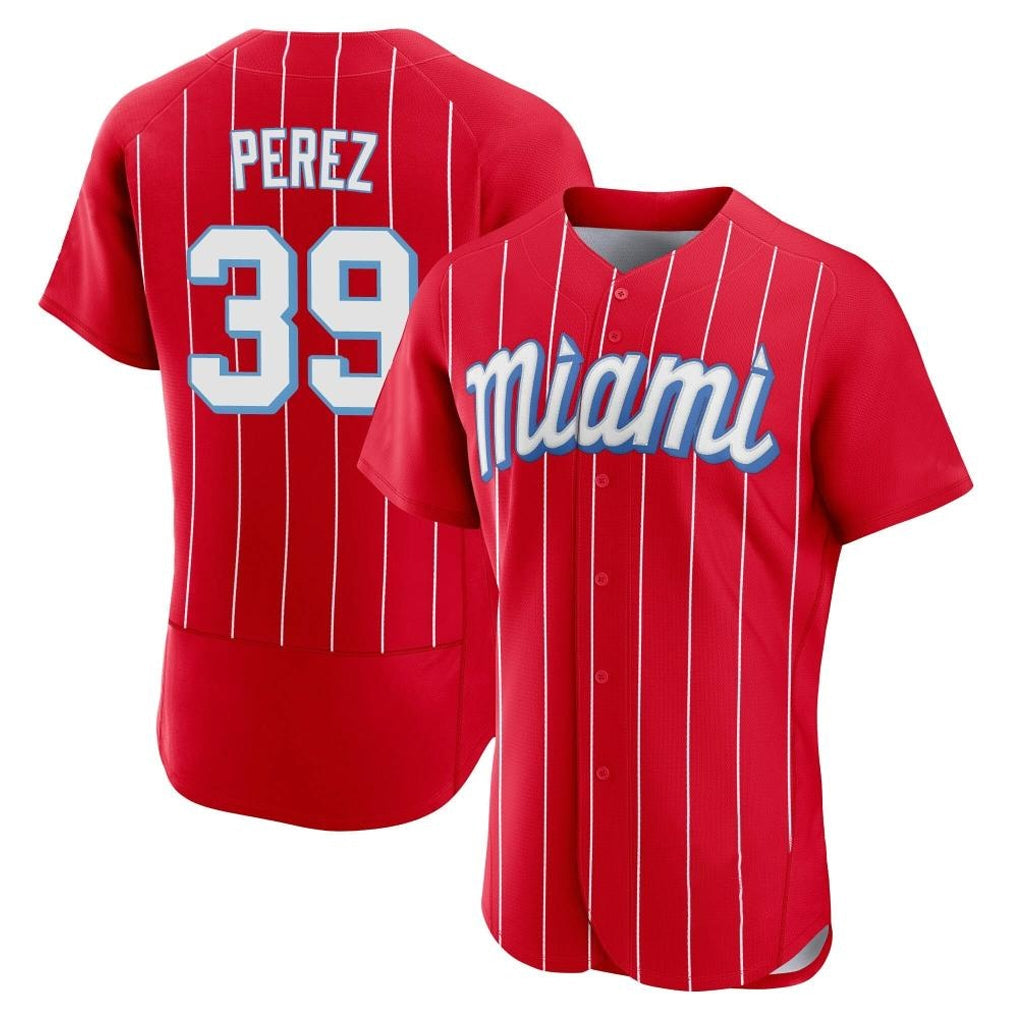 Silnrao M.Marlins #39 Eury Perez Player Red City Connect Home Limited Elite Stitched Jerseys