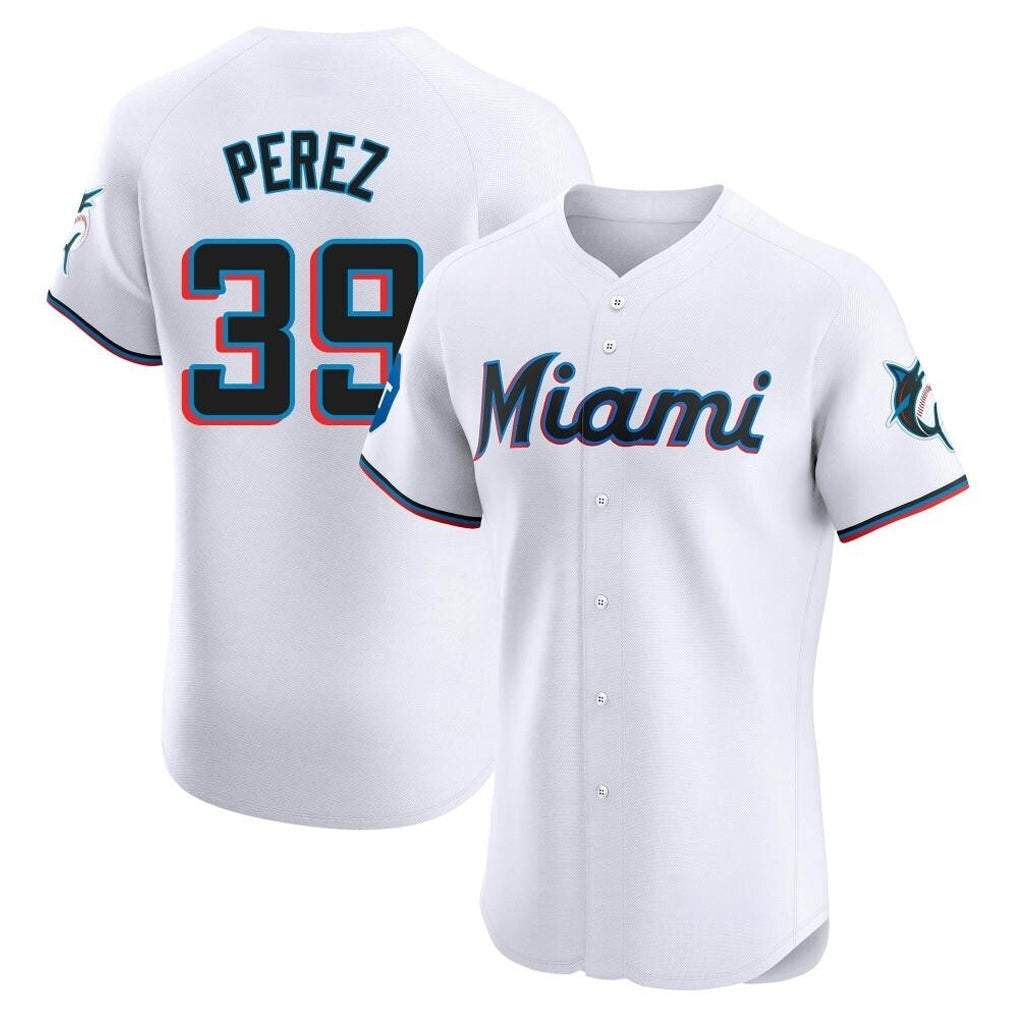 Silnrao M.Marlins #39 Eury Perez Player White  Home Limited Elite Stitched Jerseys
