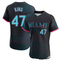 Silnrao M.Marlins #47 John King Player Black City Connect Home Limited Elite Stitched Jerseys