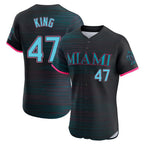 Silnrao M.Marlins #47 John King Player Black City Connect Home Limited Elite Stitched Jerseys