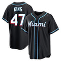 Silnrao M.Marlins #47 John King Player Black Fashion Out Home Game Stitched Jerseys