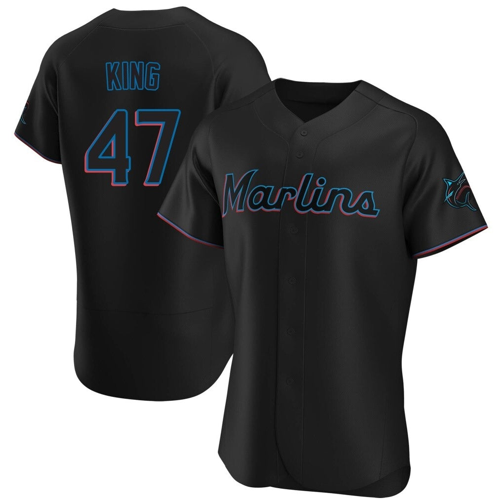 Silnrao M.Marlins #47 John King Player Black Home Limited Elite Stitched Jerseys