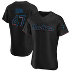 Silnrao M.Marlins #47 John King Player Black Home Limited Elite Stitched Jerseys