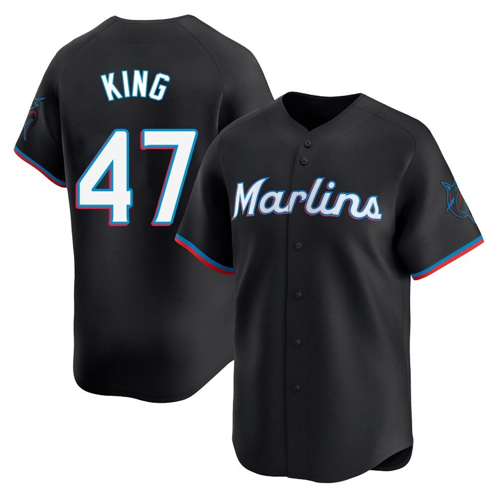 Silnrao M.Marlins #47 John King Player Black  Home Limited Stitched Jerseys