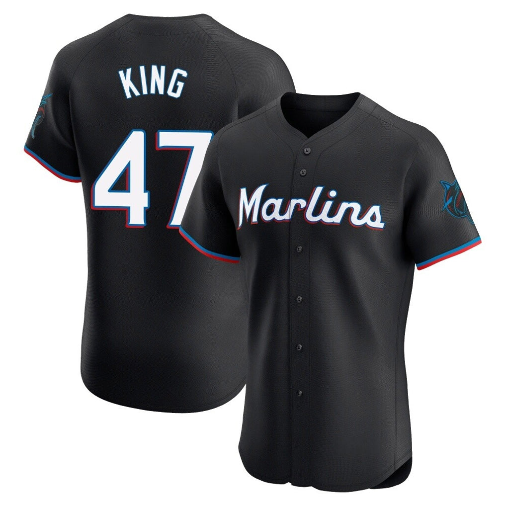 Silnrao M.Marlins #47 John King Player Black Vapor Home Limited Elite Stitched Jerseys