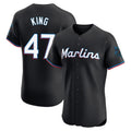 Silnrao M.Marlins #47 John King Player Black Vapor Home Limited Elite Stitched Jerseys