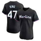 Silnrao M.Marlins #47 John King Player Black Vapor Home Limited Elite Stitched Jerseys