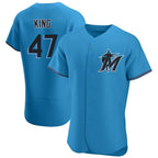 Silnrao M.Marlins #47 John King Player Blue Home Limited Elite Stitched Jerseys