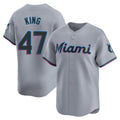 Silnrao M.Marlins #47 John King Player Gray  Home Limited Stitched Jerseys