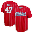 Silnrao M.Marlins #47 John King Player Red City Connect Home Game Stitched Jerseys