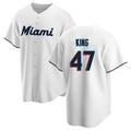 Silnrao M.Marlins #47 John King Player White  Home Game Stitched Jerseys