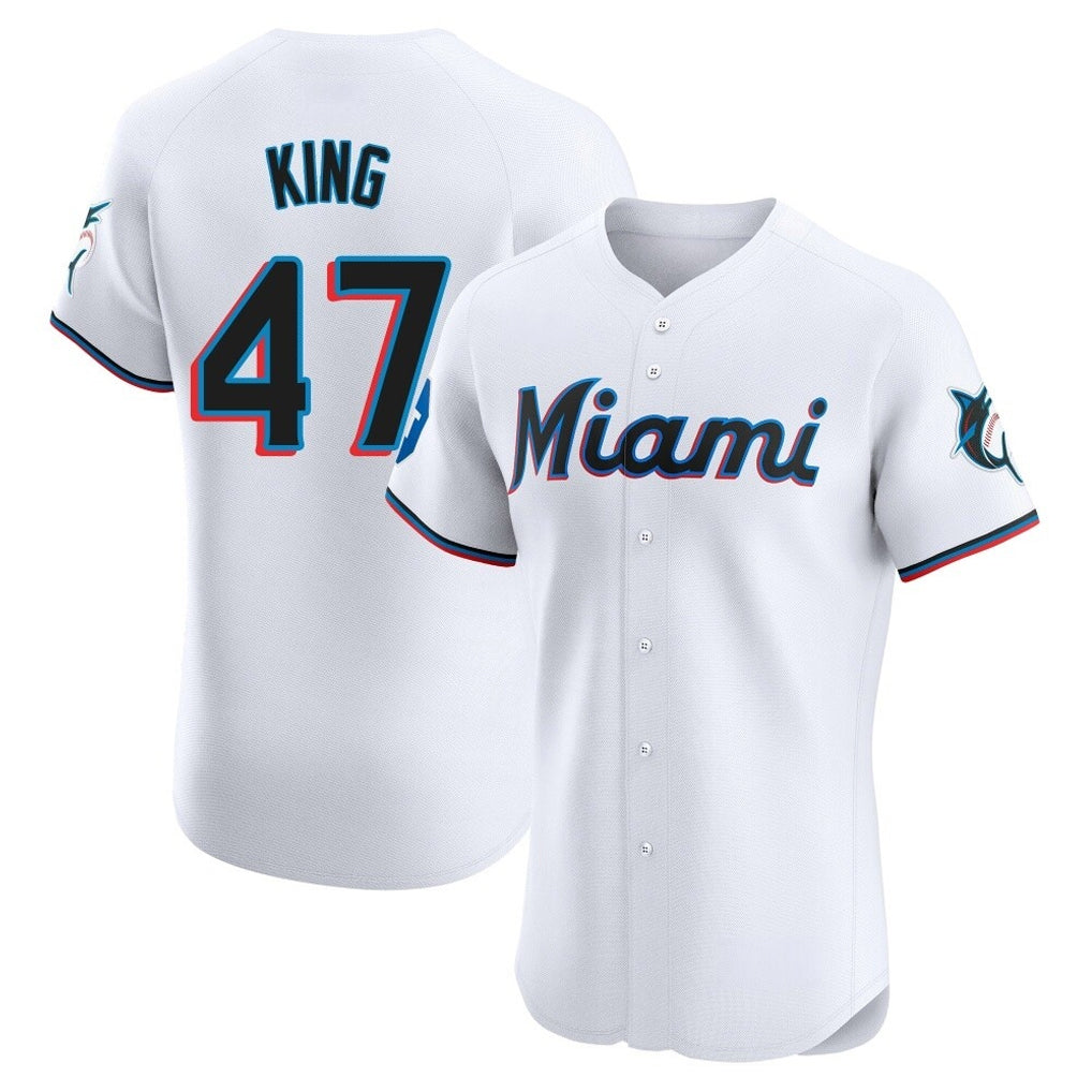 Silnrao M.Marlins #47 John King Player White  Home Limited Elite Stitched Jerseys