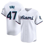 Silnrao M.Marlins #47 John King Player White  Home Limited Stitched Jerseys