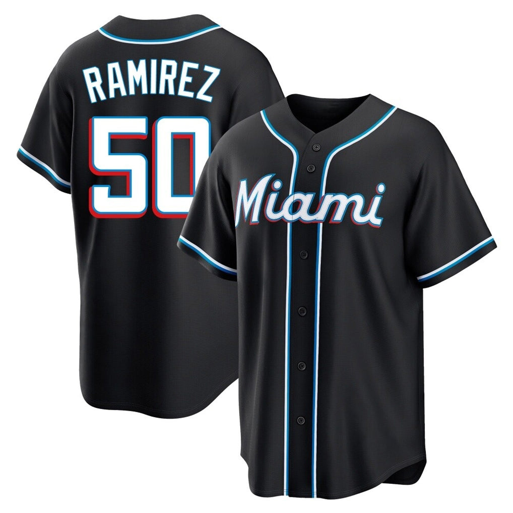 Silnrao M.Marlins #50 Agustin Ramirez Player Black Fashion Out Home Game Stitched Jerseys