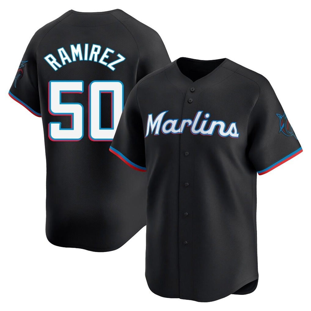 Silnrao M.Marlins #50 Agustin Ramirez Player Black  Home Limited Stitched Jerseys