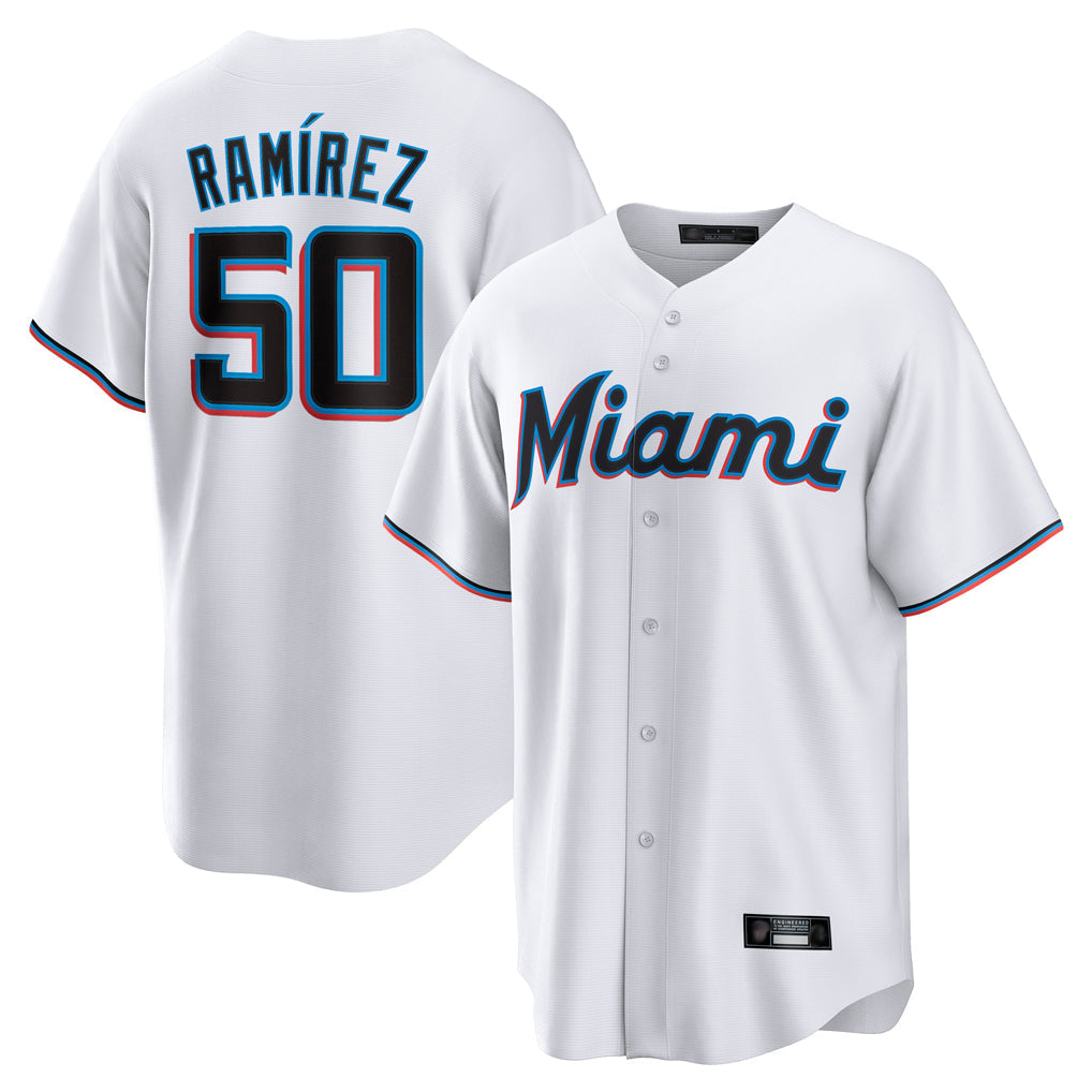 Silnrao M.Marlins #50 Agustin Ramirez Player White  Home Game Stitched Jerseys
