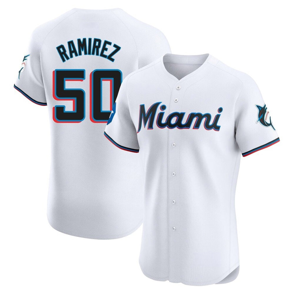 Silnrao M.Marlins #50 Agustin Ramirez Player White  Home Limited Elite Stitched Jerseys