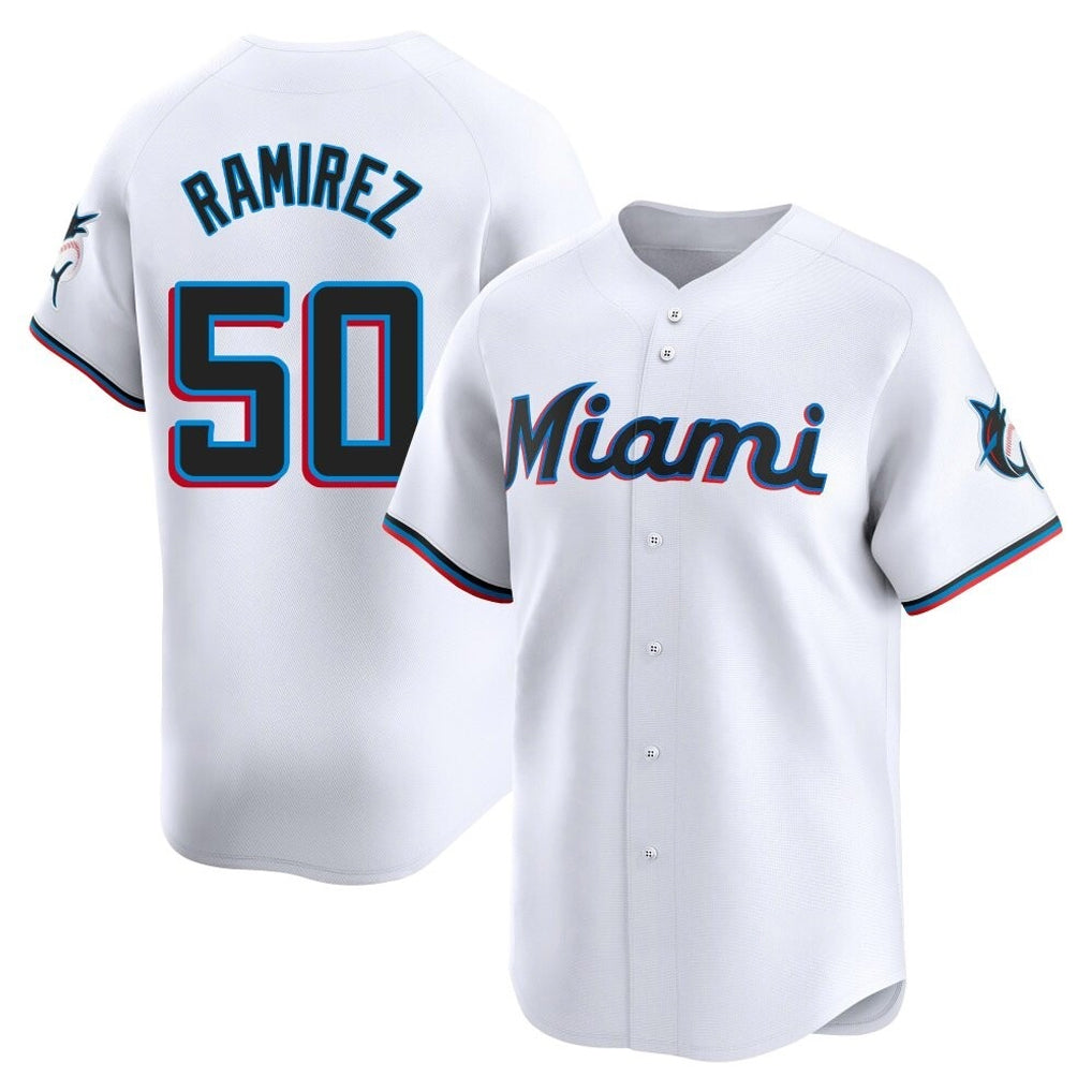 Silnrao M.Marlins #50 Agustin Ramirez Player White  Home Limited Stitched Jerseys